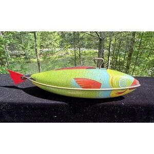 Vintage 1940’s J. Chein Tin Wind Up Mechanical Fish Toy Works! TO3
